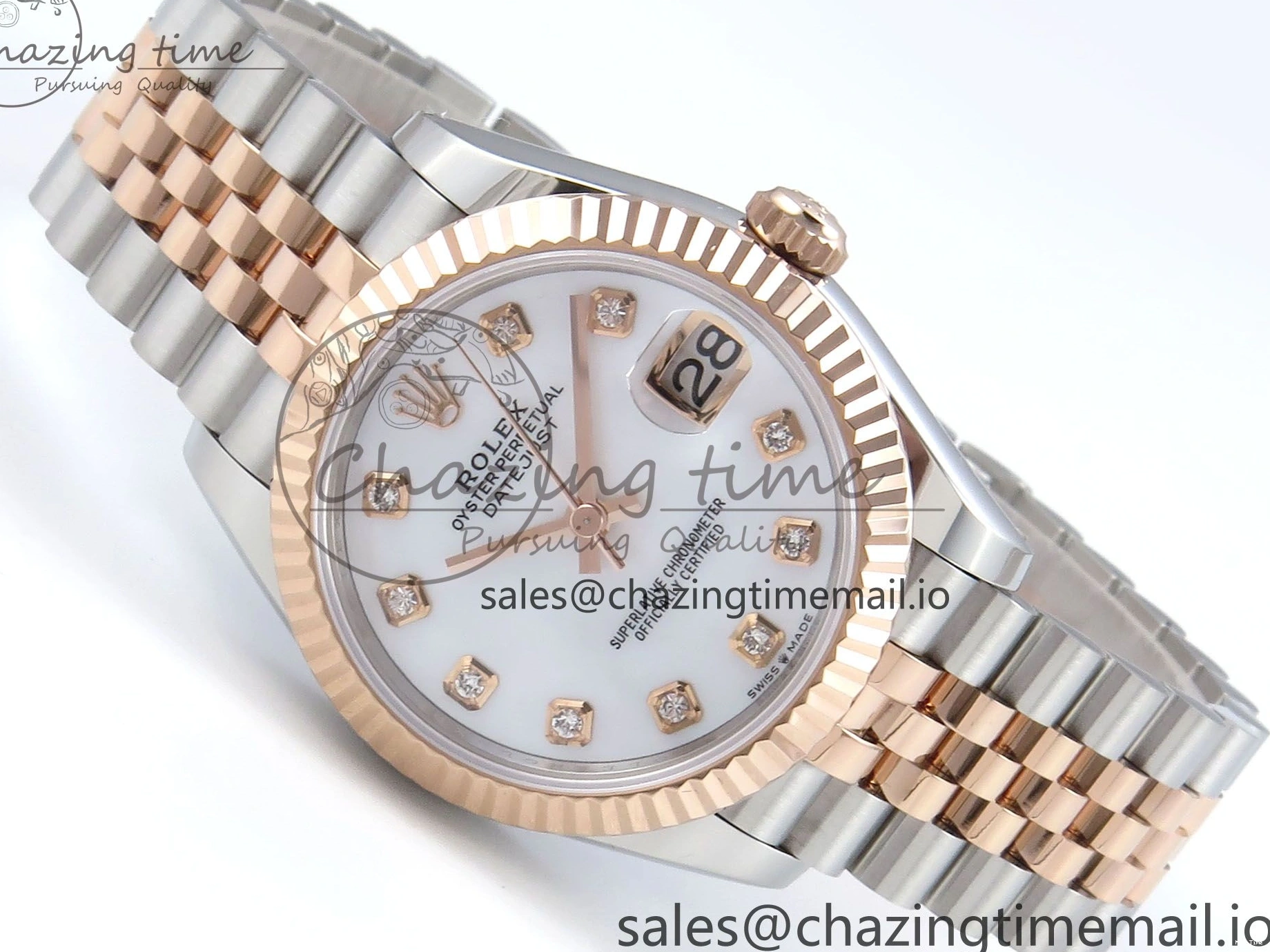 MiroTime 0103 QuickDry DateJust 31 278271 ARF 1:1 Best Edition 904L Steel White MOP Diamonds Dial on SS RG Jubilee Bracelet ETA 517